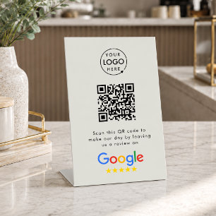 Google Reviews Tabletop Sign QR Code Pedestal