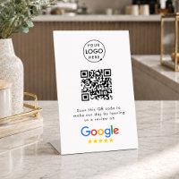 Google Reviews Tabletop Sign | QR Code Pedestal