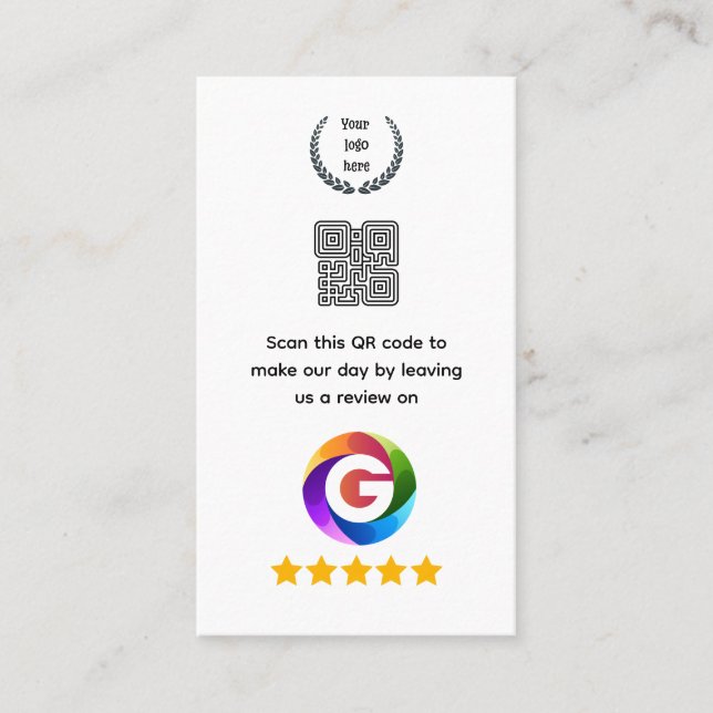 Google Reviews Tabletop Sign | QR Code Pedestal Business Card (Front)