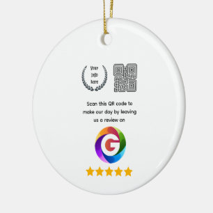 Google Reviews Tabletop Sign QR Code Pedestal Ceramic Tree Decoration