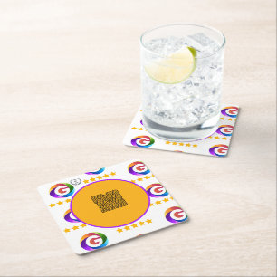 Google Reviews Tabletop Sign QR Code Pedestal Square Paper Coaster