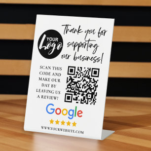Google Reviews Thank You Logo QR Code Pedestal Sign