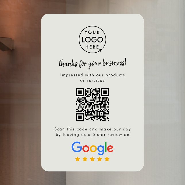 Google Reviews Window Cling | QR Code Vinyl Decal (Creator Uploaded)