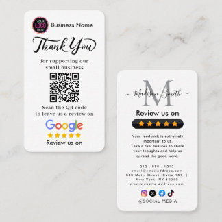 Google Reviews With Thank You And QR Code Business Card