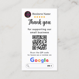 Google Reviews With Thank You And QR Code  Business Card