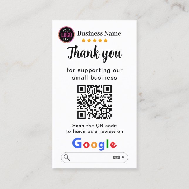 Google Reviews With Thank You And QR Code  Business Card (Back)