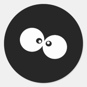 Googly Eyes, Funny Eyes, Black and White Classic Round Sticker