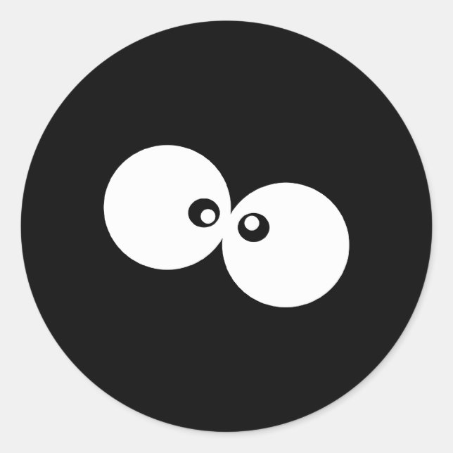 Googly Eyes, Funny Eyes, Black and White Classic Round Sticker (Front)