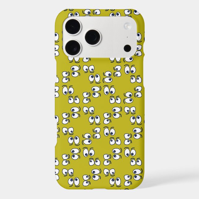 Googly Funny Cartoon Eyes Mustard Yellow Pattern (Back)