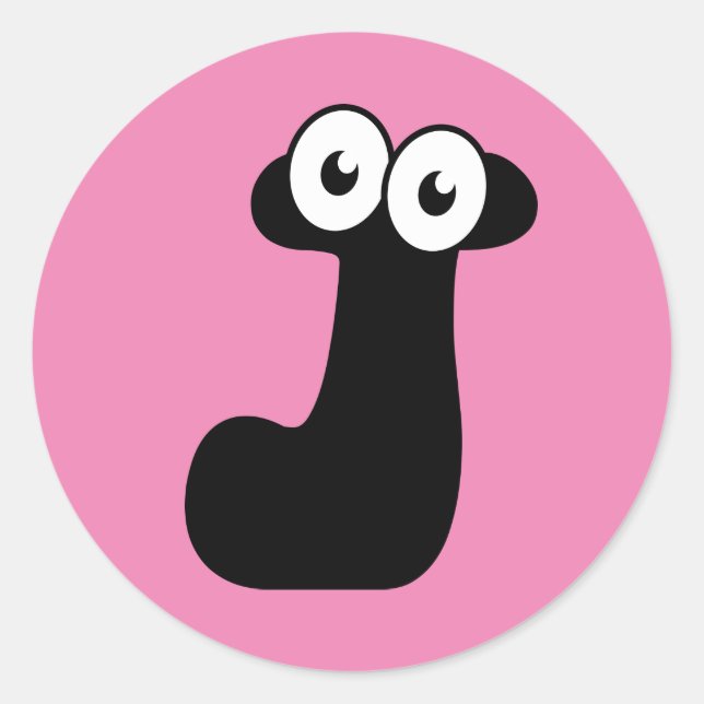 Googly Letter J Classic Round Sticker (Front)