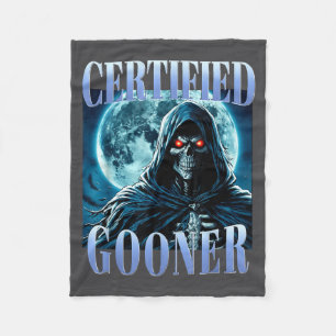 Goon Funny Gooning Meme Skeleton Certified Gooner  Fleece Blanket