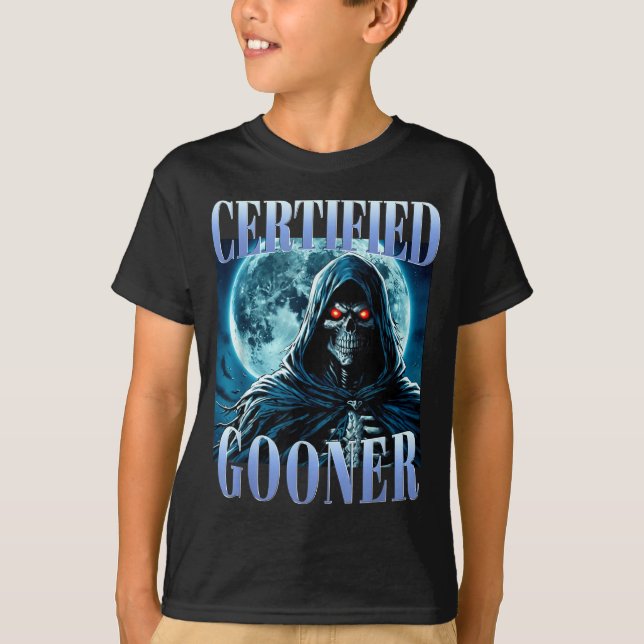 Goon Funny Gooning Meme Skeleton Certified Gooner  T-Shirt (Front)