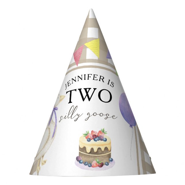 Goose 2nd birthday party hat (Front)