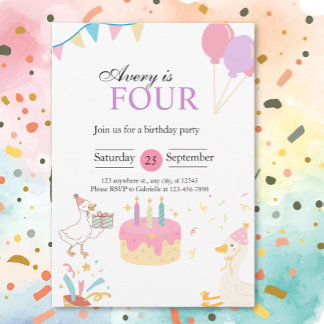 goose 4th birthday birthday  invitation