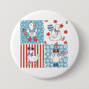 Goose American Usa Flag Memorial Day 4th Of July 7.5 Cm Round Badge