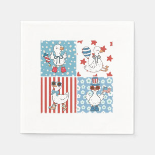 Goose American Usa Flag Memorial Day 4th Of July Napkin