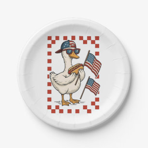 Goose American USA Flag Memorial Day 4th of July Paper Plate