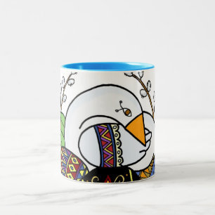 Goose and Pysanky Ukrainian Folk Art, Two-Tone Coffee Mug