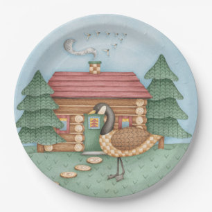 Goose at Cabin Paper Plate