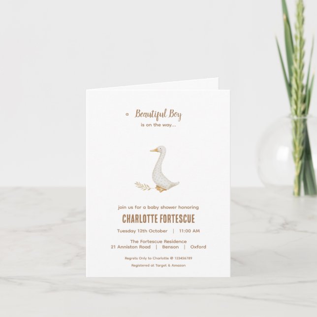 Goose Baby Shower Invitation Card (Front)