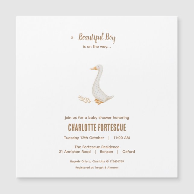 Goose Baby Shower Invitation Magnetic Card (Front)