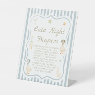Goose Baby Shower Late Night Diapers Party Game Pedestal Sign