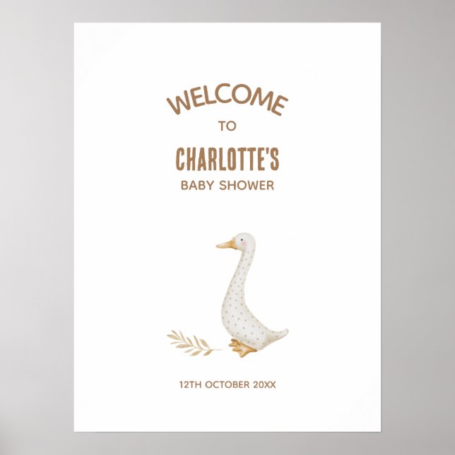 Goose Baby Shower Welcome Sign (Front)