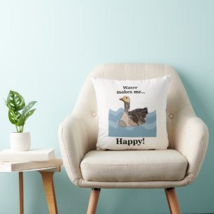 Goose Bird Swimming In Water Birdwatcher Cushion