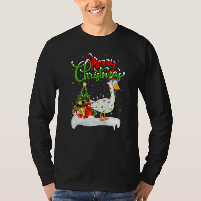 Goose Bird  Xmas Decorations Santa Goose Christmas T-Shirt (Front)