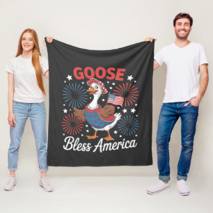 Goose Bless America Goose Bird 4th Of July Fleece Blanket