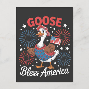 Goose Bless America Goose Bird 4th Of July Holiday Postcard