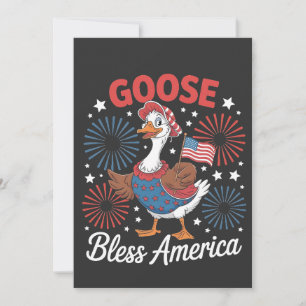 Goose Bless America Goose Bird 4th Of July Invitation