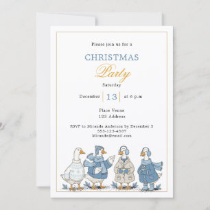 Goose blue Christmas Party Invitation
