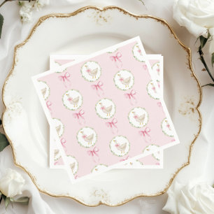 Goose Blush pink Bow Pastel Girl Birthday  Napkin