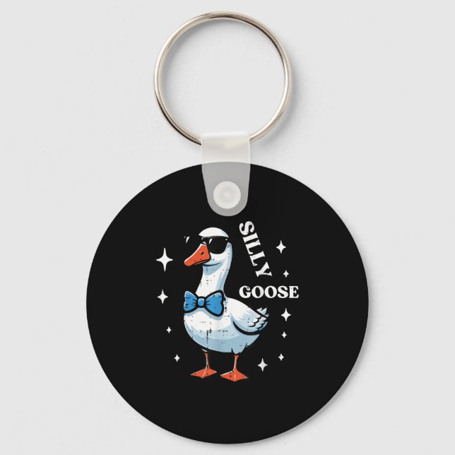 Goose Bow Tie Sungles Cool Silly Animal Men Boys K Key Ring (Front)