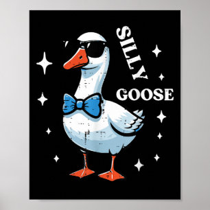 Goose Bow Tie Sungles Cool Silly Animal Men Boys K Poster