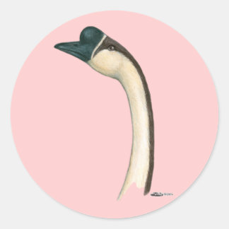 Goose: Brown Chinese Head Classic Round Sticker