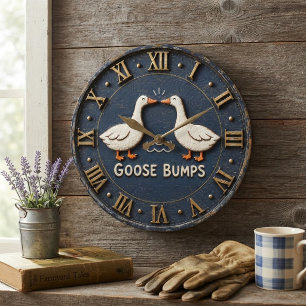 Goose Bumps Funny Goose Pun Farmhouse Large Clock