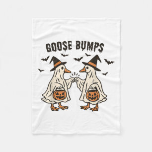 Goose Bumps Halloween Goose Ghost Pumpkin Goose Fi Fleece Blanket