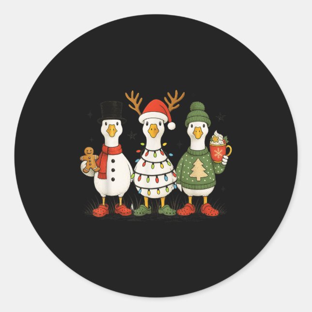 Goose Christmas Light Xmas Merry Goosmas Funny Chr Classic Round Sticker (Front)