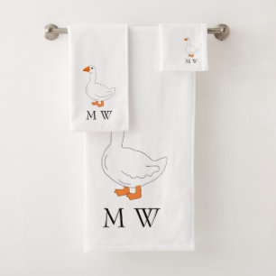 Goose Design Monogrammed Bath Towel Set