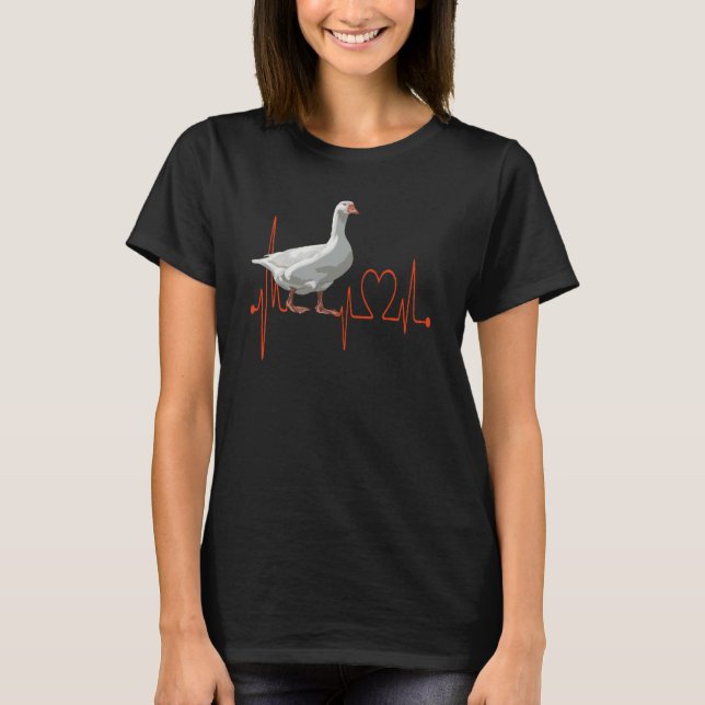Goose EKG Heartbeat Farm Farmer T-Shirt (Front)