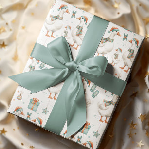 Goose Family Christmas Wrapping Paper Sheets