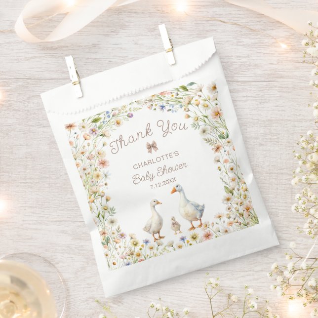 Goose Floral Baby Shower Thank You Favour Bags (Clipped)