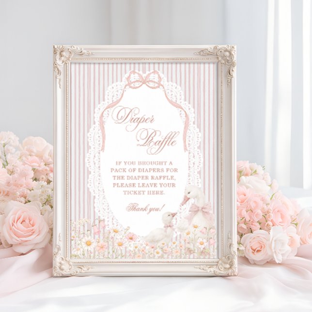 Goose Flower Lace Girl Baby Shower Diaper Raffle Poster (Creator Uploaded)