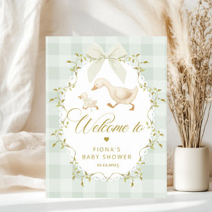 Goose Gender neutral Sage Baby Shower Welcome Poster