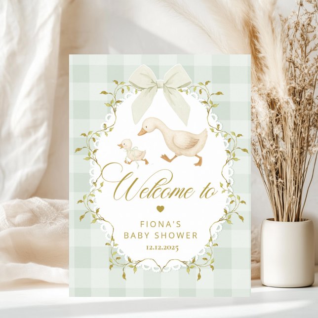 Goose Gender neutral Sage Baby Shower Welcome Poster (Creator Uploaded)