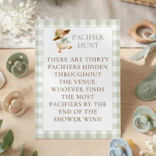 Goose Gingham Pacifier Hunt Baby Shower Game Card