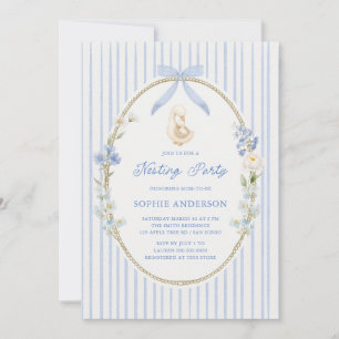 Goose Gosling Cottage Blue Nesting Party Invitation