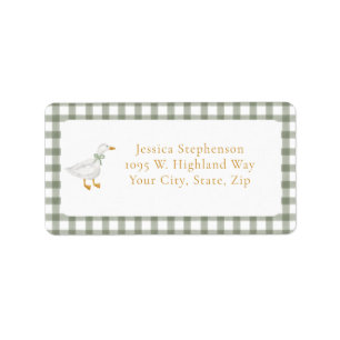 Goose Green Gingham Cottagecore Return Address Label
